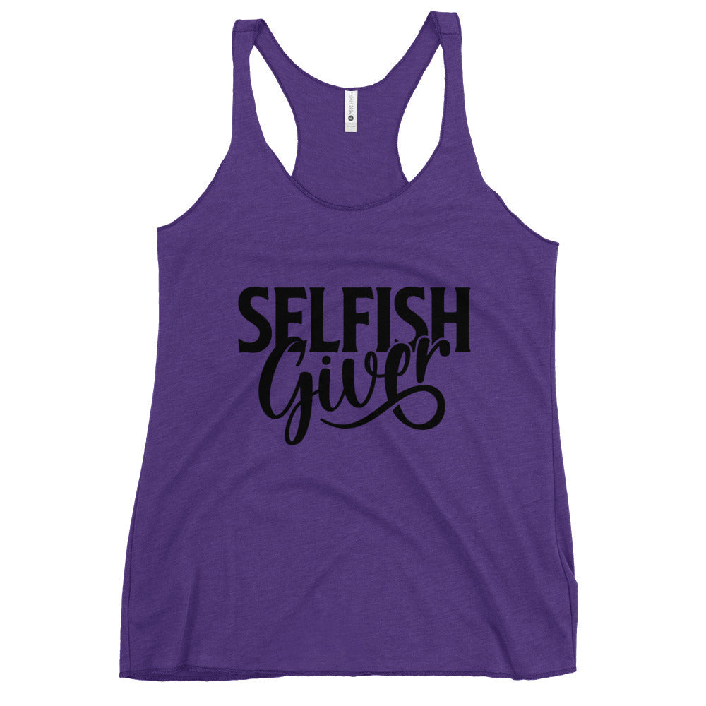 Selfish Giver Women's Racerback Tank | Black Graphic